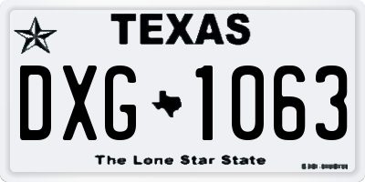 TX license plate DXG1063