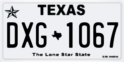 TX license plate DXG1067