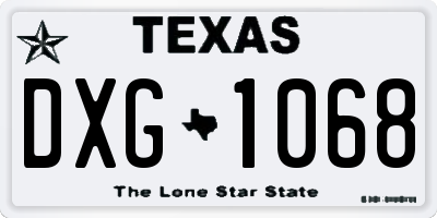 TX license plate DXG1068