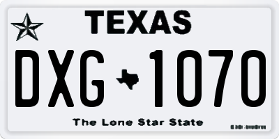 TX license plate DXG1070