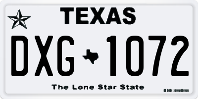 TX license plate DXG1072