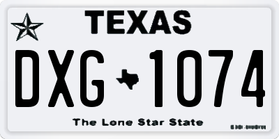 TX license plate DXG1074