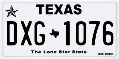 TX license plate DXG1076