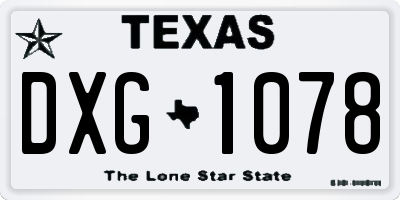 TX license plate DXG1078