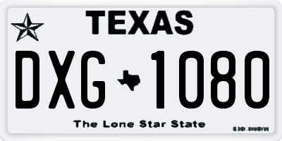 TX license plate DXG1080