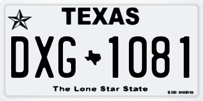 TX license plate DXG1081