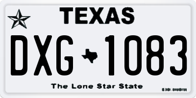 TX license plate DXG1083