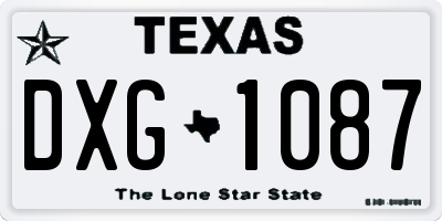 TX license plate DXG1087