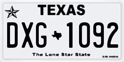 TX license plate DXG1092