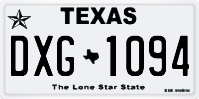 TX license plate DXG1094