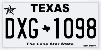 TX license plate DXG1098