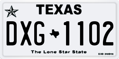 TX license plate DXG1102