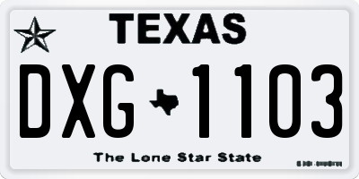 TX license plate DXG1103