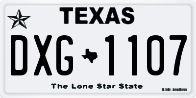 TX license plate DXG1107