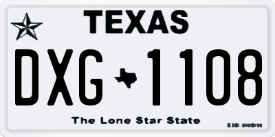 TX license plate DXG1108