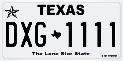 TX license plate DXG1111