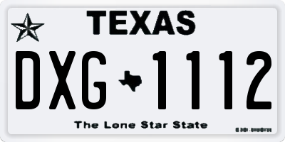 TX license plate DXG1112