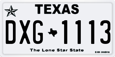 TX license plate DXG1113