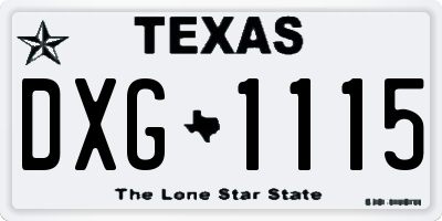 TX license plate DXG1115