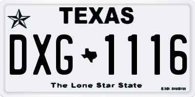 TX license plate DXG1116