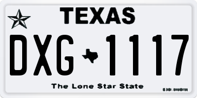 TX license plate DXG1117