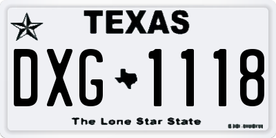 TX license plate DXG1118