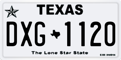 TX license plate DXG1120