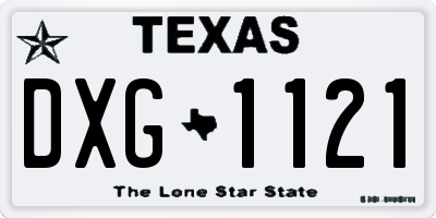 TX license plate DXG1121