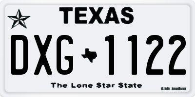 TX license plate DXG1122