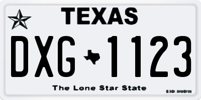 TX license plate DXG1123