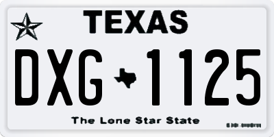 TX license plate DXG1125