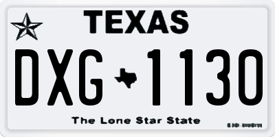 TX license plate DXG1130