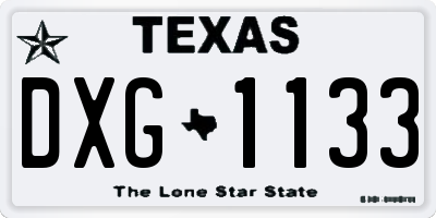 TX license plate DXG1133