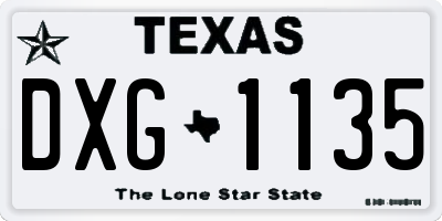 TX license plate DXG1135