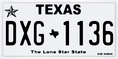 TX license plate DXG1136