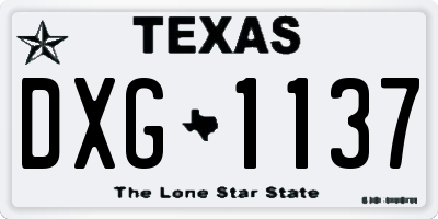 TX license plate DXG1137
