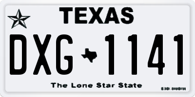 TX license plate DXG1141