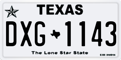 TX license plate DXG1143