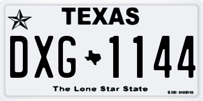 TX license plate DXG1144