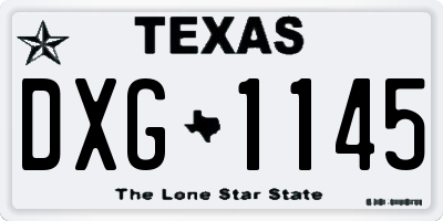 TX license plate DXG1145