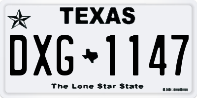 TX license plate DXG1147