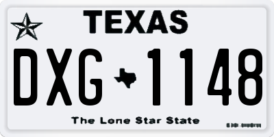 TX license plate DXG1148
