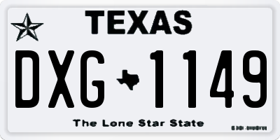TX license plate DXG1149
