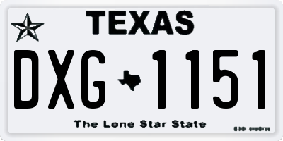 TX license plate DXG1151