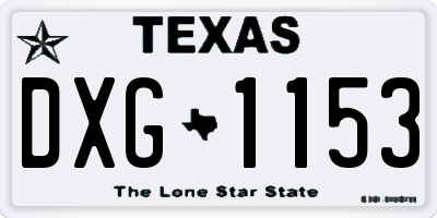 TX license plate DXG1153