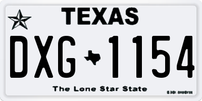 TX license plate DXG1154