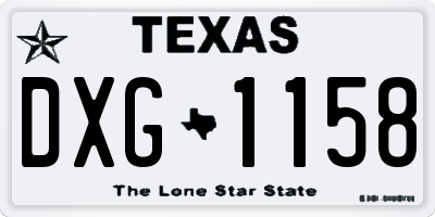 TX license plate DXG1158