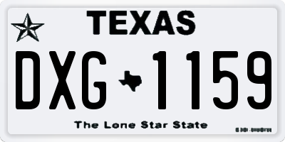 TX license plate DXG1159