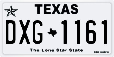 TX license plate DXG1161