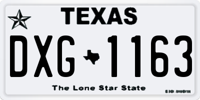 TX license plate DXG1163